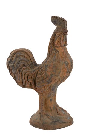 SCULTURA in ghisa raffigurante "gallo". Francia XX secolo Misure: h cm 57