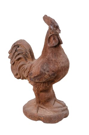 SCULTURA in ghisa raffigurante "gallo". Francia XX secolo Misure: h cm 58