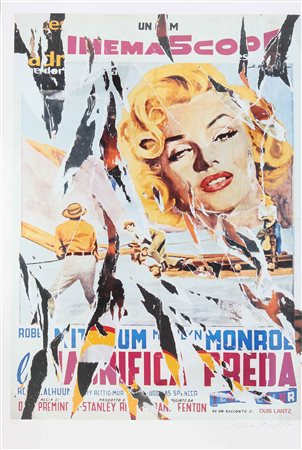 ROTELLA MIMMO (1918 - 2006) Marilyn. Litodecollage. Cm 70,00 x 100,00....