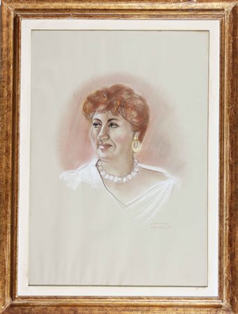 COLOMBINI MAURILIO (n. 1933) Ritratto di donna. Tecnica mista su carta. Cm...