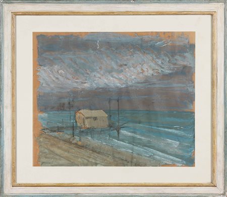 FANESI BRUNO (n. 1915) Spiaggia. Acquerello . Cm 54,00 x 45,00.