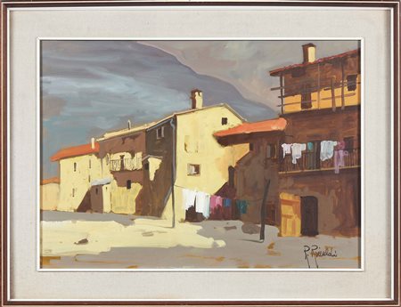 RINALDI RICCARDO (n. 1947) Angolo di paese. Olio su tela . Cm 70,00 x 50,00....