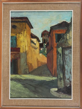 FIORILLO RENATO (1923 - 2000) Veduta di città. Olio su tela . Cm 50,00 x...