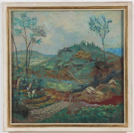 GROSSI PIETRO (n. 1904) Settembre. Olio su tavola. Cm 50,00 x 50,00. ....