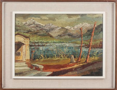 BRAMBILLA GIOVANNI (n. 1942) Lago di Annone. 1971. Olio su tela . Cm 70,00 x...