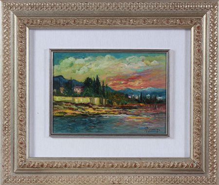 GONZAGA GIOVAN FRANCESCO (1921 - 2007) L'Arno. Olio su tela . Cm 35,00 x...