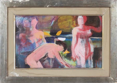 MOTTI GIUSEPPE (1908 - 1990) Figure. 1972. Olio su tela . Cm 50,00 x 30,00....