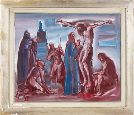 DI PRATA OSCAR (1910 - 2006) Cristo in Croce. Olio su tela . Cm 60,00 x...