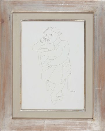 MELONI GINO (1905 - 1989) Figura. China su carta. Cm 25,00 x 35,00. La carta...