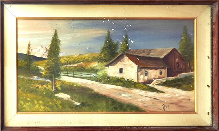 ALOIGI Paesaggio Olio su tela cm. 35x70 Firma in basso a destra