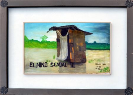 JOHN NZAU El nino Scadal III, 1998 Olio su tela con cornice d’artista dipinta...