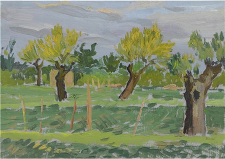 Bernardino Palazzi (1907-1987) Paesaggio Olio su cartoncino Firmato Misure...