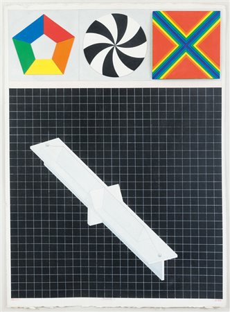 DEL PEZZO LUCIO Napoli 1933Istrumento, 1975collage, acquerello e acrilico su...