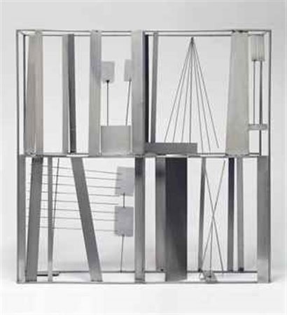 FAUSTO MELOTTI (1901-1986) Contrappunto II acciaio inox cm 100x100x21,5...