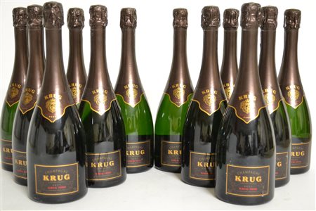 Krug 1998 12 bt E Quattro bt etichette lievemente danneggiate