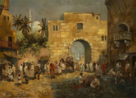 "Scorcio di città araba" olio su tela (cm 57x75) In cornice