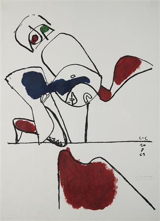 Le Corbusier "Composizione" litografia (cm 70x50) firmata in basso a matita,...