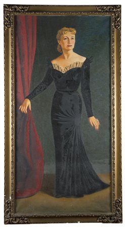 "Ritratto di Donna" 1951 (cm 192x104) firmato e datato in basso a sinistra In...