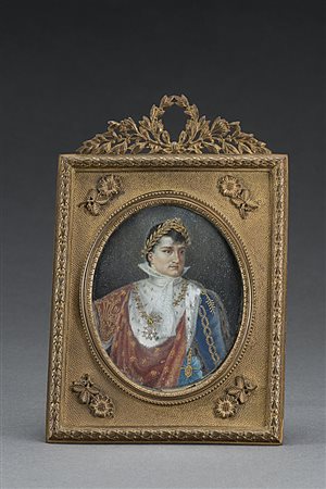Scuola del sec."XX Ritratto di Napoleone Imperatore" miniatura ovale (cm...