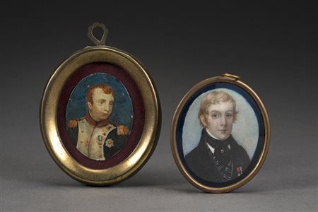Lotto composto da due miniature del sec. XIX raffiguranti Napoleone e...