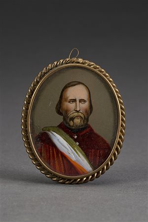 Scuola del sec. XIX "Ritratto di Garibaldi" miniatura a smalti su rame (cm...