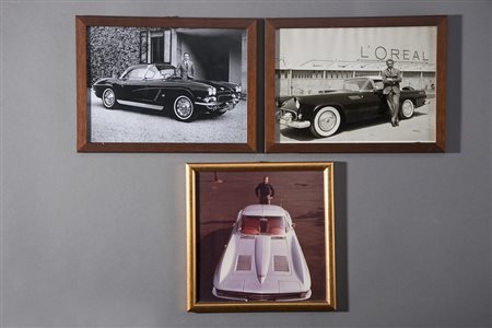 Lotto composto da tre fotografie di Mike con automobili d'epoca (misure...