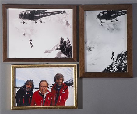 Lotto composto da tre fotografie di Mike in montagna di cui una con Mauro...