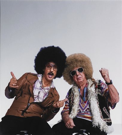 "Mike e Fiorello Hippy" fotografia a colori (cm 65x58) In cornice