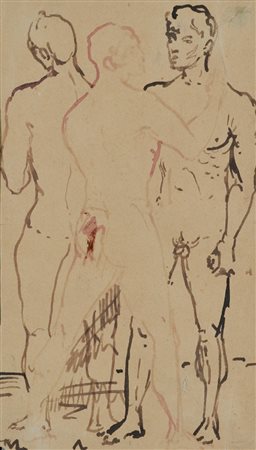 SASSU ALIGI Milano 1912 - 2000 Tre uomini nudi (1937-38) disegno a inchiostro...