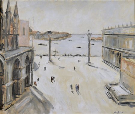 SEIBEZZI FIORAVANTE Venezia 1906 - 1975 Piazzetta San Marco (anni '40) olio...