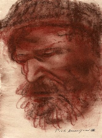 Pietro Annigoni,Volto,Sanguigna su cartoncino, cm 20x15.Autentica e Archivio...