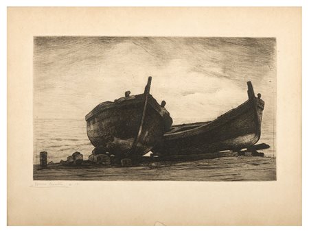 BRUNO CROATTO Trieste 1875 -1948 Barca Acquaforte Misure del foglio cm 35 x...