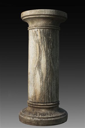 Antica colonna in breccia con capitello e base circolari (h.cm.100Xd.50) Old...