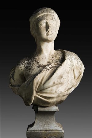 Arte veneta del XVIII secolo "Ritratto virile" mezzo busto in marmo (h.cm.73)...