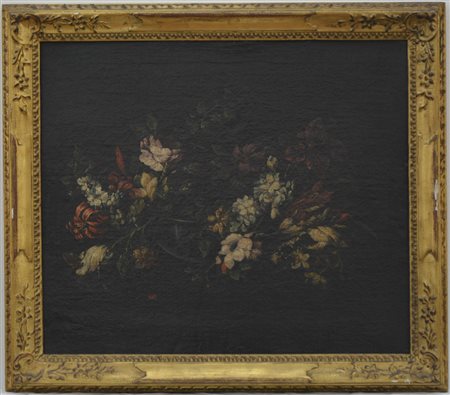 Maestro del sec. XVII 'Vaso fiorito' olio su tela (cm 97x56) in cornice...