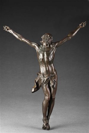 Artista dell'inizio del sec. XVIII "Cristo crocifisso" scultura in bronzo...
