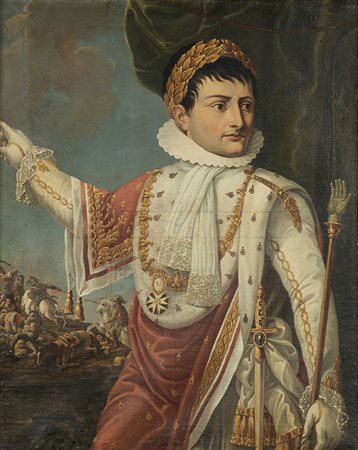 Maestro del secolo XIX "Ritratto di Napoleone Bonaparte" olio su tela (cm...