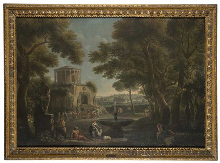 "Veduta fantastica di Roma" olio su tela (cm 115x165)In cornice (difetti)...