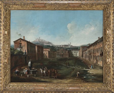Gaspare Diziani (Belluno 1689-Venezia 1767) "Veduta della Piazza del mercato...