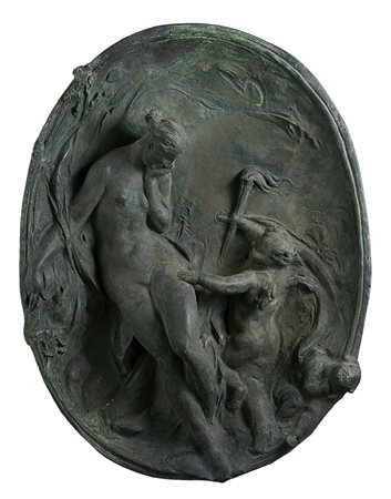 Fusione in bronzo, a cera persa , lavorata a bassorilievo raffigurante Venere...