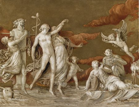 "Le Muse Tersicore, Melpomene e Calliope" olio su tela (cm 69x90)...