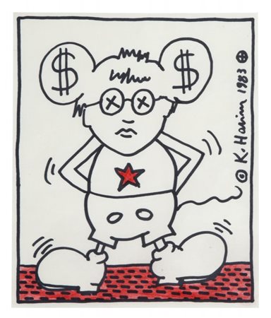 KEITH HARING (1958-1990) Senza titolo 1983pennarello su carta cm 27x22firmato...