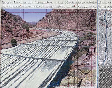 CHRISTO (1935-) Over the river, project for the Arkansas river, State of...