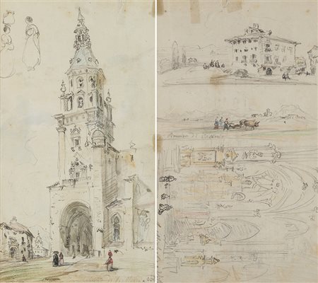 Carlo Bossoli (Lugano 1815 - Torino 1884) - "La cattedrale di S.Michele a...
