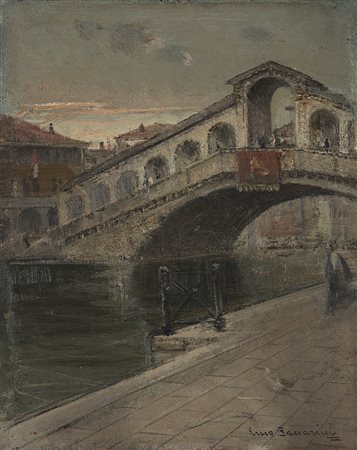 Lino Baccarini (Gonzaga 1893 - Milano 1973) - "Ponte di Rialto. Venezia" olio...