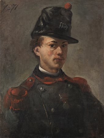 Maestro francese del XIX secolo "Ritratto di gendarme" 1871 olio su tela (cm...