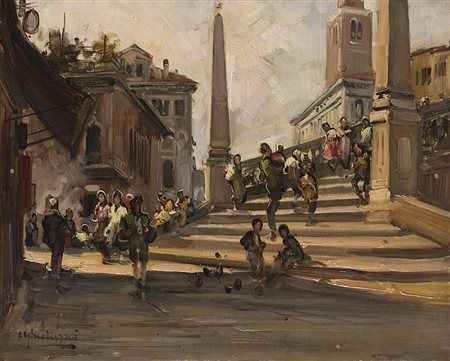 Cesare Gheduzzi (Crespellano 1894 - Torino 1944) - "Mercato. Il Ponte delle...