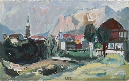 Carlo Dalla Zorza (Venezia 1903 - 1977) - "Cortina d'Ampezzo" 27.07.1951 olio...