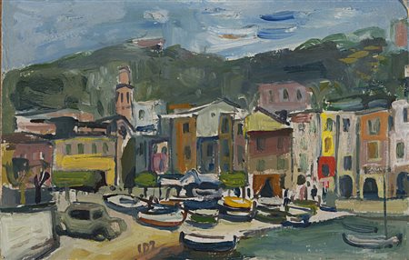 Carlo Dalla Zorza (Venezia 1903 - 1977) - "Portofino" 15.05.1956 olio su...