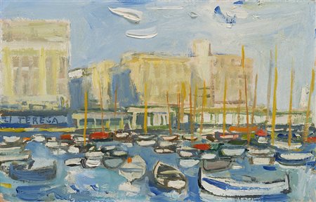 Carlo Dalla Zorza (Venezia 1903 - 1977) - "Napoli" 15.09.1959 olio su cartone...